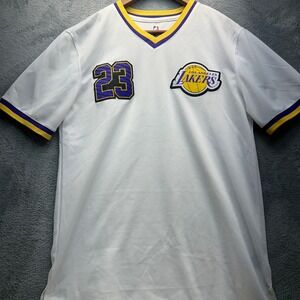 NBA Los Angeles Lakers LeBron James 23 White Jersey Shirt Mens Medium V-Neck